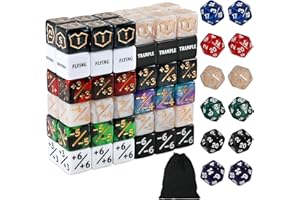 Faburo 84 Pieces MTG Dice Set Counters Accessories in 12 Colors- 48 Life Counter, 12 Keyword Token & 12 Shield & 12 Spindown Dice for Magic The Gathering,TCG,Cards Gaming