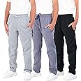 Real Essentials 3 Pack: Boys' Tech Fleece Open Bottom Sweatpants with Pockets