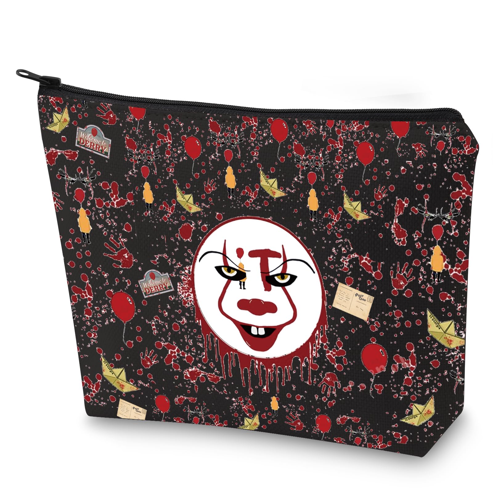 WZMPA Horror Clown Cosmetic Makeup Bag Clown Fans Gifts IT Horror Movie Inspired Makeup Zipper Pouch Bag Terror Merchandise (Horror Clown-BL)