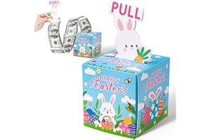 Xqumoi Easter Money Box for Cash Gift - Happy Easter Bunny Egg Money Gift Boxes with Pull Out Card Transparent Bags Funny DIY Holiday Surprise Explosion Holder Creative Way to Give Cash