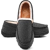 MIXIN Men's Moccasin Slippers Warm Fuzzy House Shoes with Memory Foam & Non-Slip Sole, Indoor/Outdoor Winter Comfort for Men