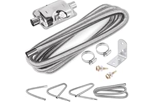 Swpeet 8Pcs 1" x 118" - 25mm x 300cm Stainless Steel Diesel Heater Exhaust Pipe and Exhaust Silencer Muffler with 18mm-29mm Hose Clamps Kit, Fuel Tank Diesel Gas Vent Hose Exhaust Tubing for Car