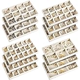 Junkin 12 Pcs Jewelry Tray Velvet Stackable Jewelry Organizer Trays Divided Earring Accessories Storage Containers Box (Rose Red)