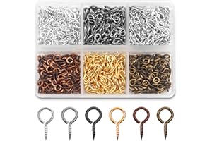 FAMPERY 600PCS Small Eye Screws Pins 6 Colors 4 x 8mm Small Eye Pins Hooks for Jewelry Making, Mini Eyelets Screw Eye Pin Peg Threaded Clasps Hooks for Art DIY, Metal Hoop Peg/Bracelet Connectors