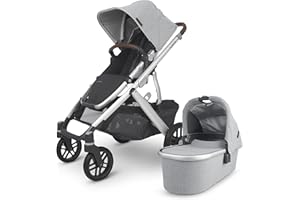 UPPAbaby Vista V2 Stroller| Convertible Single-To-Double Stroller System| Bassinet, Toddler Seat, Bug Shield, Rain Shield, and Storage Bag Included| Stella (Grey Mélange/Silver Frame/Chestnut Leather)