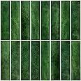 Miscasa Green Kitchen Peel and Stick Backsplash Tile, 3D Linear Design Self-Adhesive Wall Stickers for Bathroom, Living Room, and RV (Thicker, 10 Sheets)