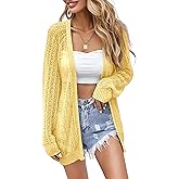 Women Crochet Lightweight Cardigan Cover Up Open Front Long Sleeve Summer Cardigans