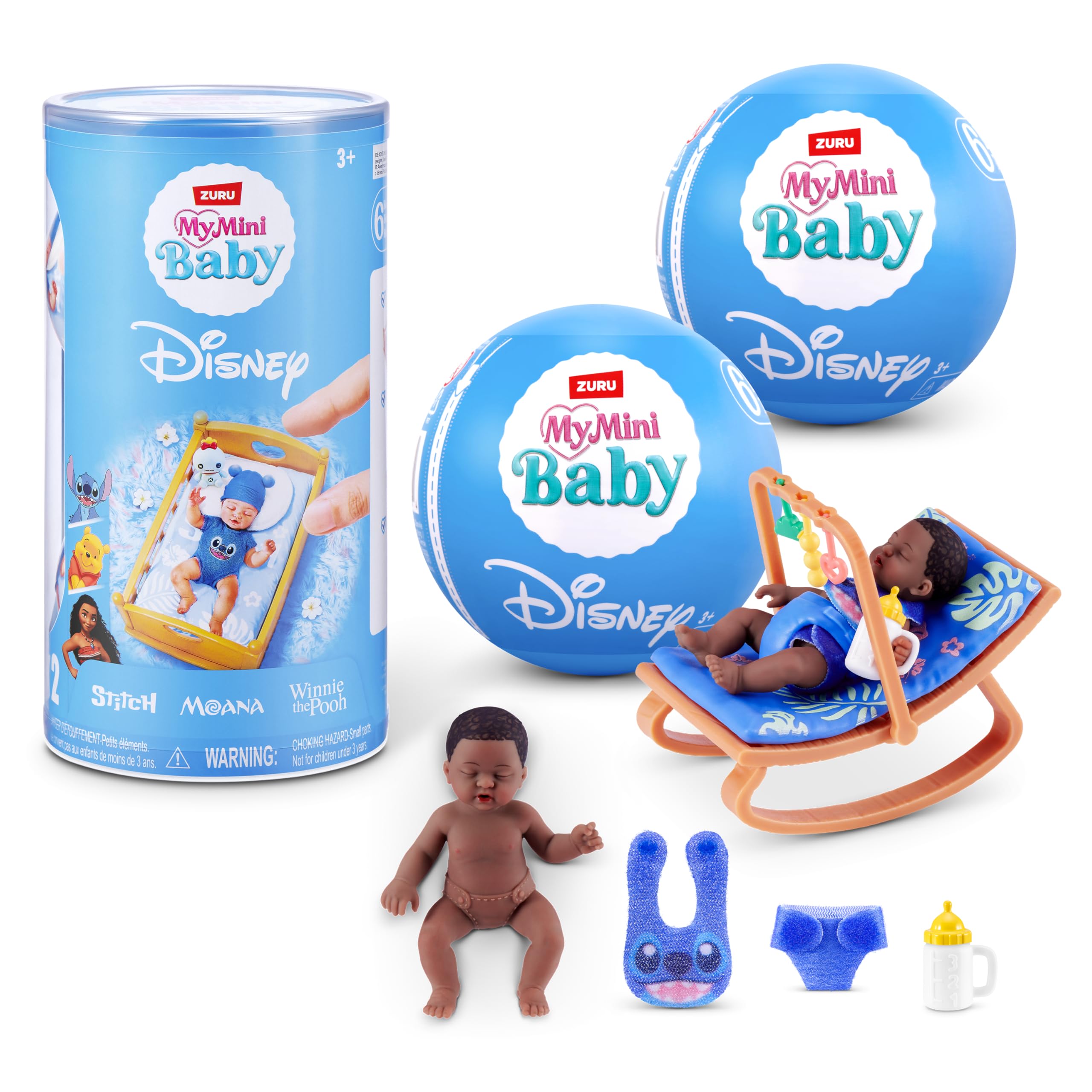 My Mini Baby Disney 2 PACK by ZURU – Collectible Disney Baby Doll Mystery Capsule with Accessories, Realistic Miniature Toy for Girls Ages 3+