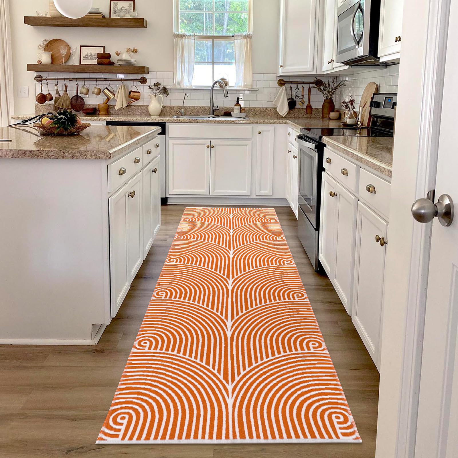 Photo 1 of Tiffasea Hallway Runner Rug 2.6'x8', Washable Fall Long Kitchen Rugs Runner Woven Reversible Entryway Rugs Indoor Door Mat Outdoor Rug Low-Profile Carpet Runner for Laundry/Doorway/Bedroom
