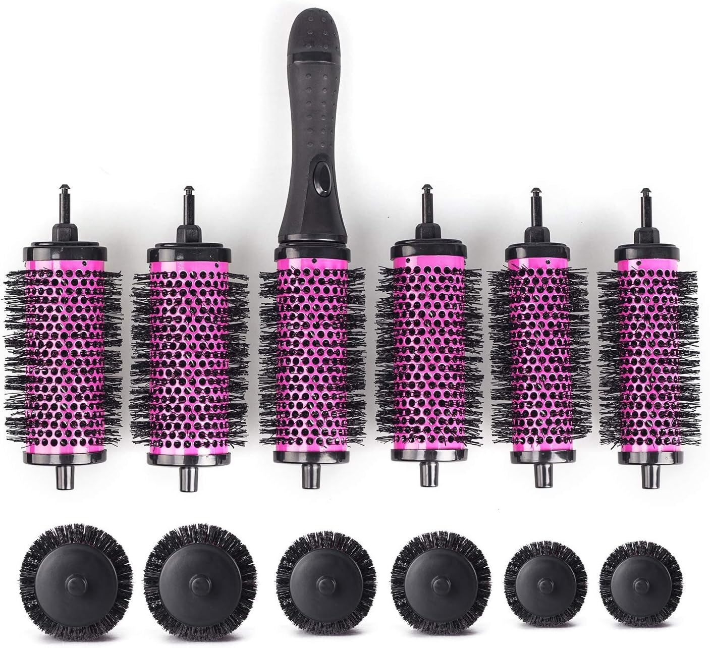 Xcellent Global Brush Set including Detachable Barrels Round Styling Tool, 6 Barrels 1 Handle, Small Medium Large BT023