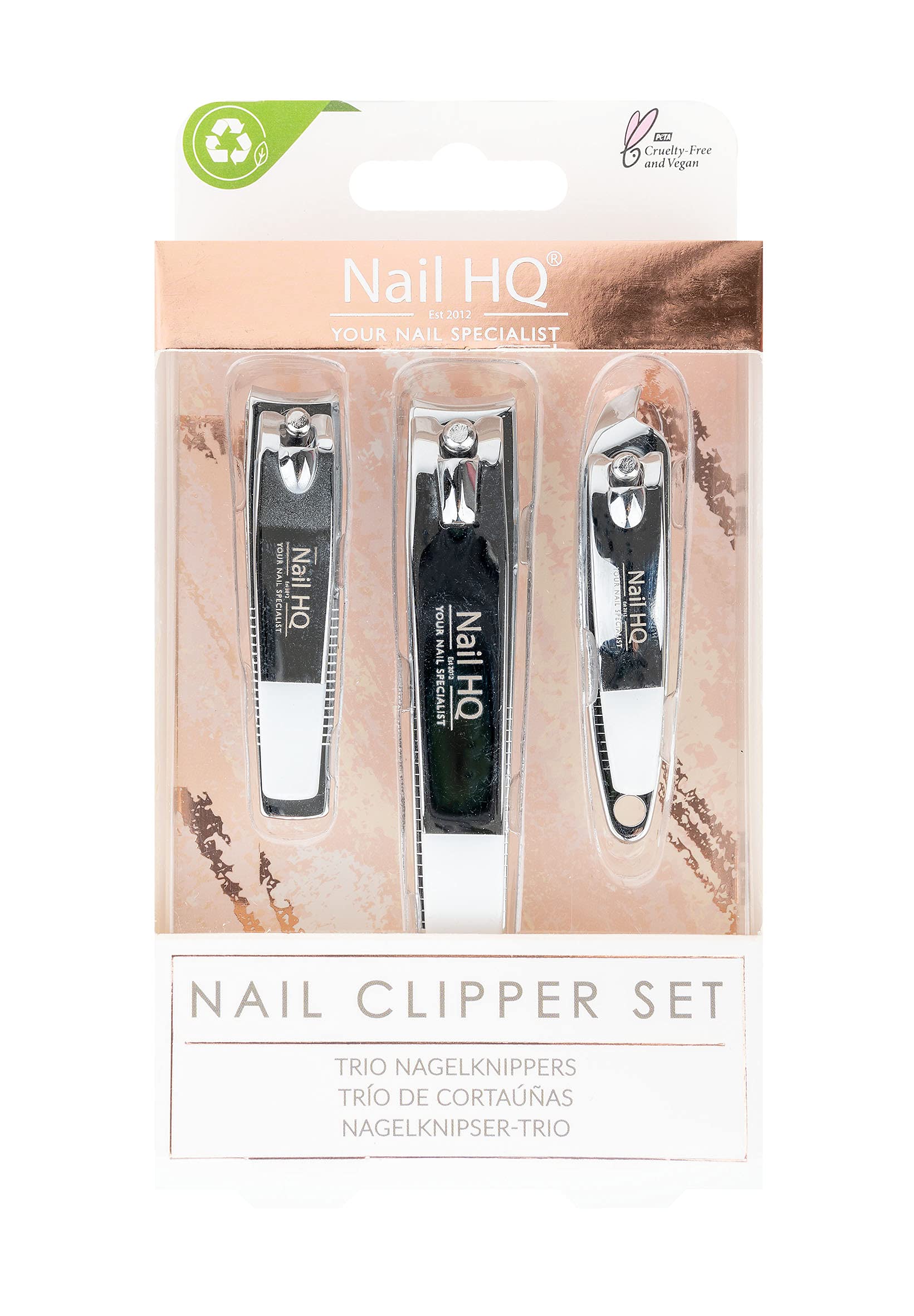 Nail HQ Premium Stainless Steel Nail Clipper Set - 3-Piece Manicure & Pedicure Kit with Nail Clippers, Toe Clipper & Cuticle Trimmer – Professional Grooming For Men & Women
