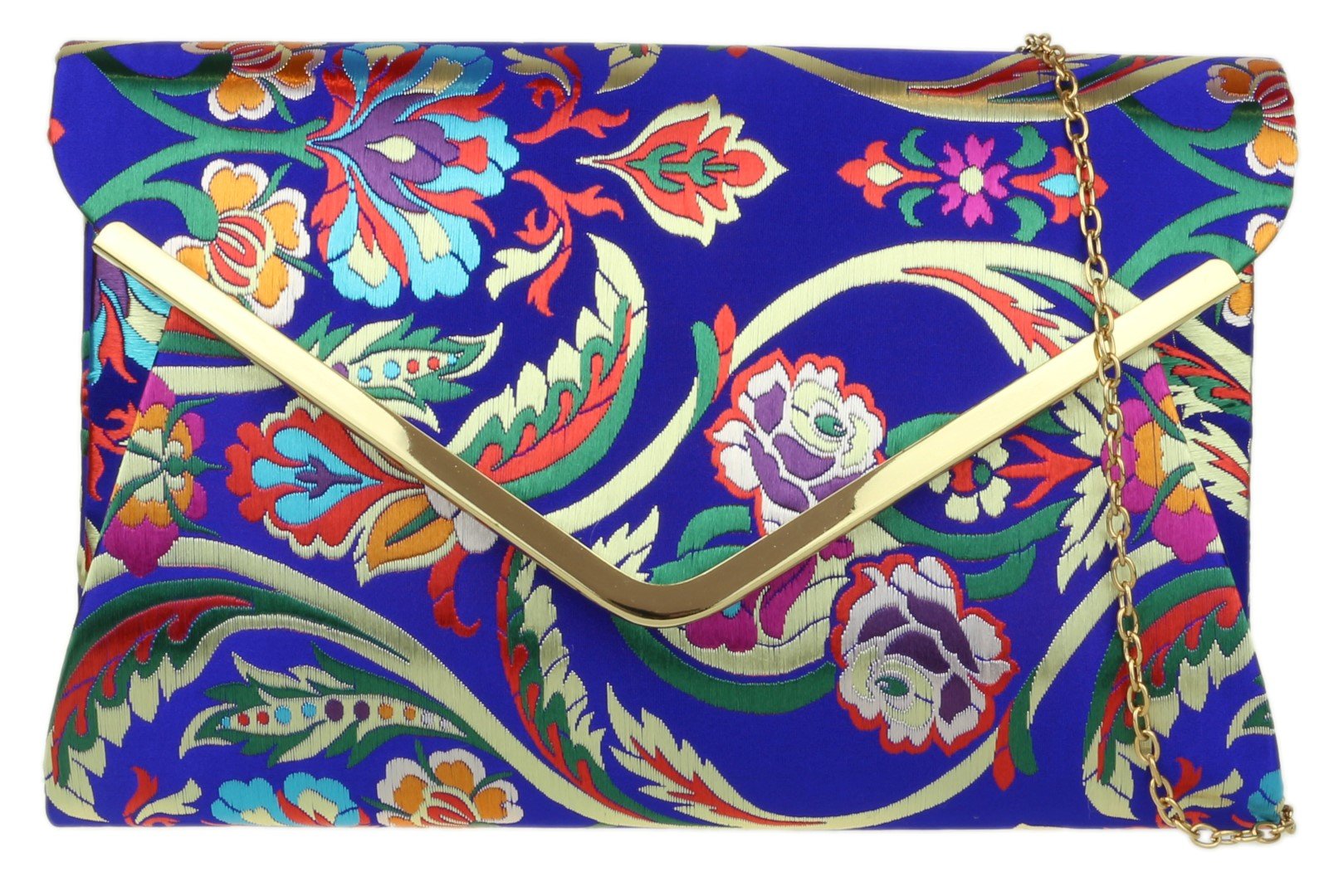 Girly Handbags Womens Baroque Flower Clutch Bag - Royal Blue
