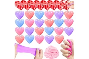 AMENON 28 Pack Valentines Butter Slime Filled Heart with 28 Valentine's Cards Valentines Day Gifts for Kids Girls Boys Non-Sticky Putty Stress Relief Toys for Girls Valentine Classroom Exchange Party Favor