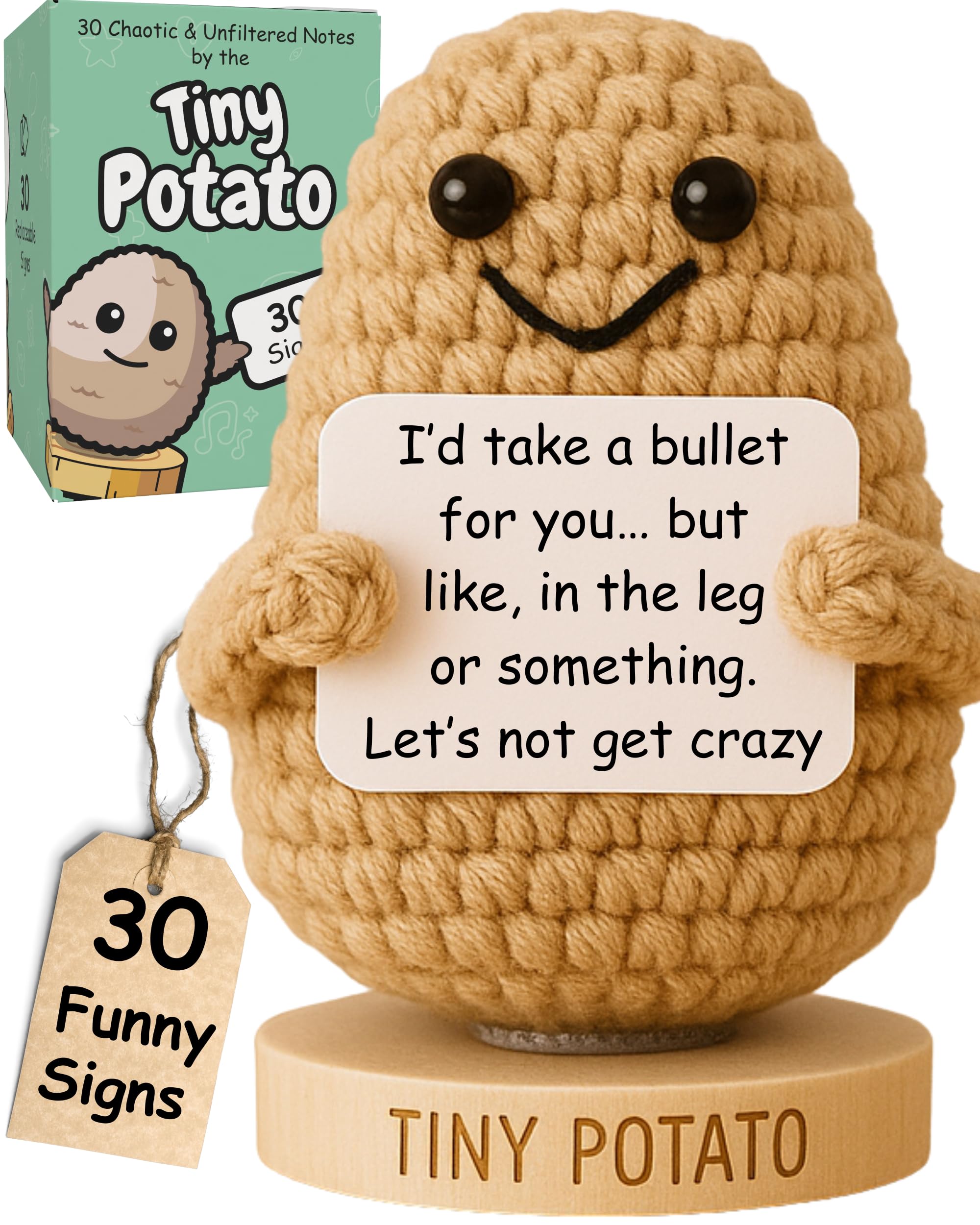 Photo 1 of **Partial-Missing all the signs**
Funny Friendship Gift - Tiny Potato with 30 Sassy Messages for Women Friends Bestie BFF Bestfriend Coworkers - Best Friend Birthday Gifts for Women Men Her Him Sister Classmate - Positive Crochet