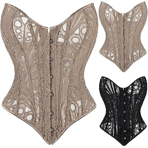 Corset Tops for Women Strapless Lace Up Overbust Bustier Sexy Floral Top | Waist Cincher Going Out Club Party Y2K Shapewear B