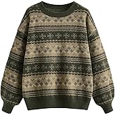 Floerns Women's Plus Size Grunge Punk Print Long Sleeve Pullover Sweater Top