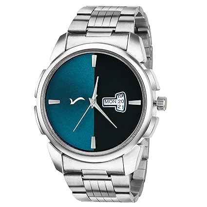 WRIGHTRACK Exclusive Series Quartz Movement Stainless Steel Case Day & Date Blue Dial Analogue Mens and Boys Watch (WTSM71)