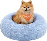 Feandrea Donut Dog Bed Cat Bed Fluffy Plush 60 cm Pale Blue PGW038Q01