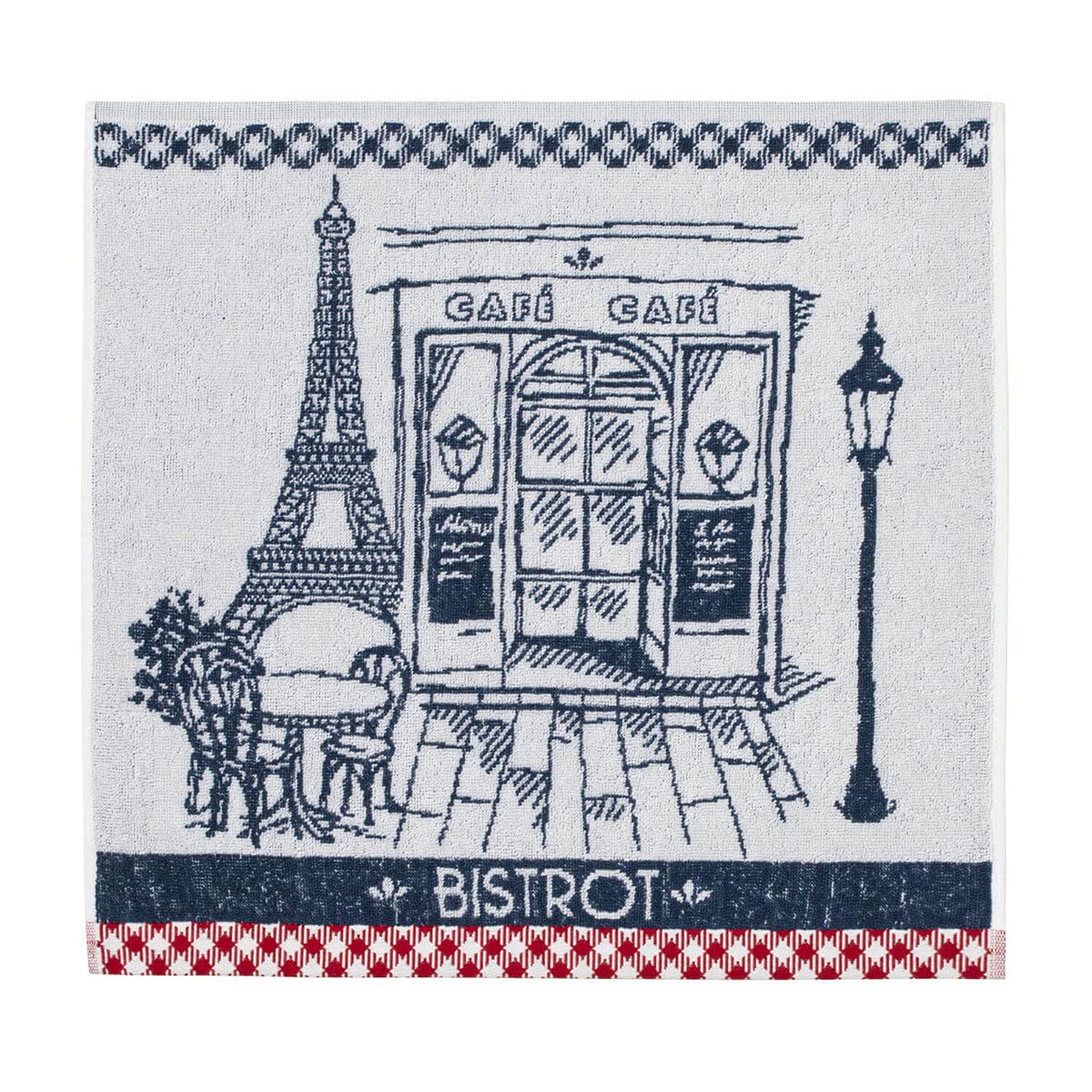 Coucke Cotton Jacquard Square Sponge - Authentic Bistro - White, 50 x 50 cm