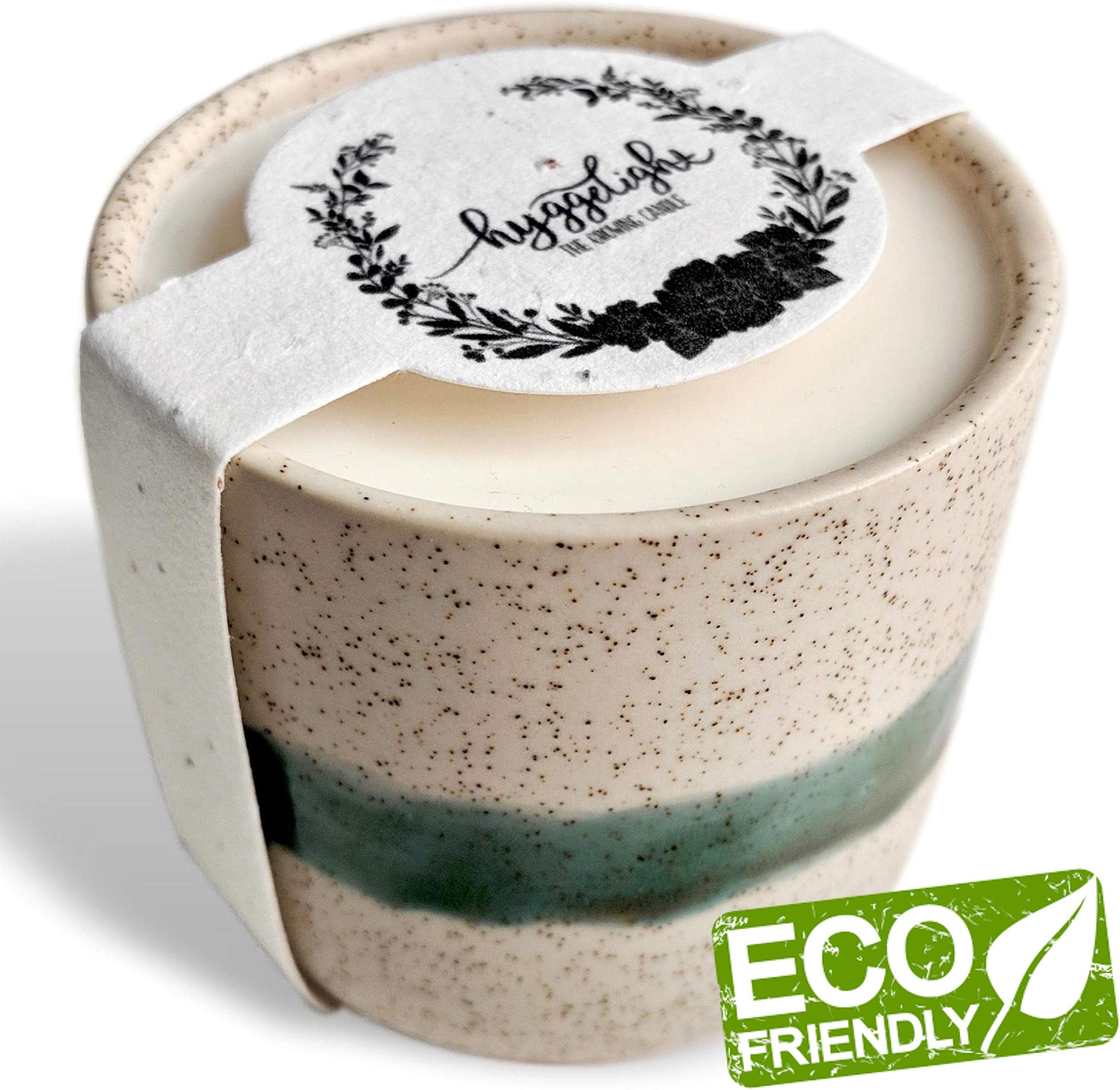 The Growing Candle, Sandalwood & Vanilla Scented, 8.5oz Ceramic Pot, Aromatherapy Candles for Home, 100% Soy, Edith