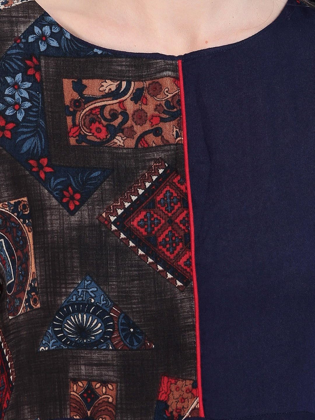 ives grey viscose rayon anarkali abstract kurti for women