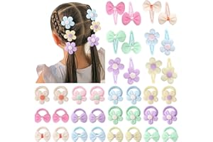 BQUBO 36 Pcs Toddler Hair Ties Hair Clips for Girls Cute Hair Accessories Baby Hair Bows for Baby Toddler Kids