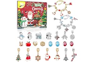 AUSRKI Christmas Advent Calendar 2023, 24 Days Xmas Countdown Calendar for Kids, Christmas Charm Bracelet Making Kit, Surprise DIY Jewerly Stocking Stuffer Gifts Idea for Girls Age 5-18