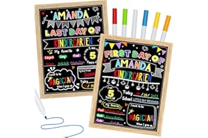 ZMCINER First Day of School Board with Frame Double Sided First Day of School Board Sign First and Last Day of School Chalkboard Sign 16.3 x 12.4 Inch
