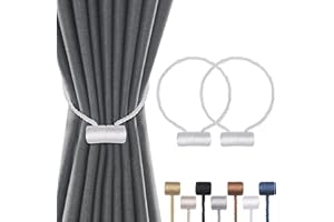 Groleca 2 Pack Magnetic Curtain Tiebacks Curtain Holdbacks Curtain Ties Outdoor Curtain Tiebacks Modern Rope Tiebacks Drapery Holdbacks Tie Backs for Curtains (White, 2)