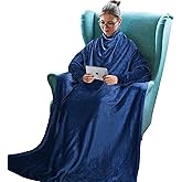 Tirrinia Wearable Blanket Adult, Sunggle Blanket With Sleeves, Reading Full Blanket, Cozy TV Blanket, Gift Idea for Women Men Mom, Navy