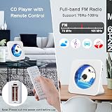 KOVCDVI CD Player Bluetooth 5.0 Desktop Speakers FM Radio USB AUX Remote view 7