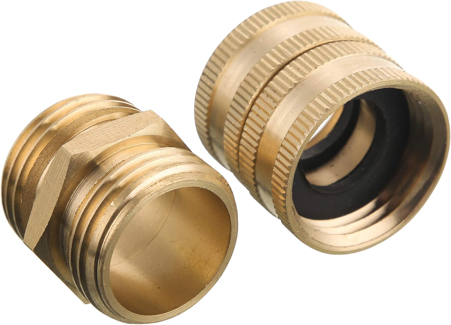 M MINGLE Garden Hose Adapter, Male to Male, Female to Female, 3/4 Inch Brass Connector, 4-Pack with Extra 4 Washers : Garden & Outdoor