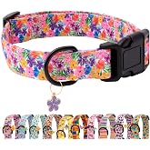 Faygarsle Dog Collar for Small Medium Large Dogs Cute Puppy Collars for Female Dogs Floral Patterned Pet Collars for Summer Spring Wedding Puppy Necklace Girl Dog Collar M