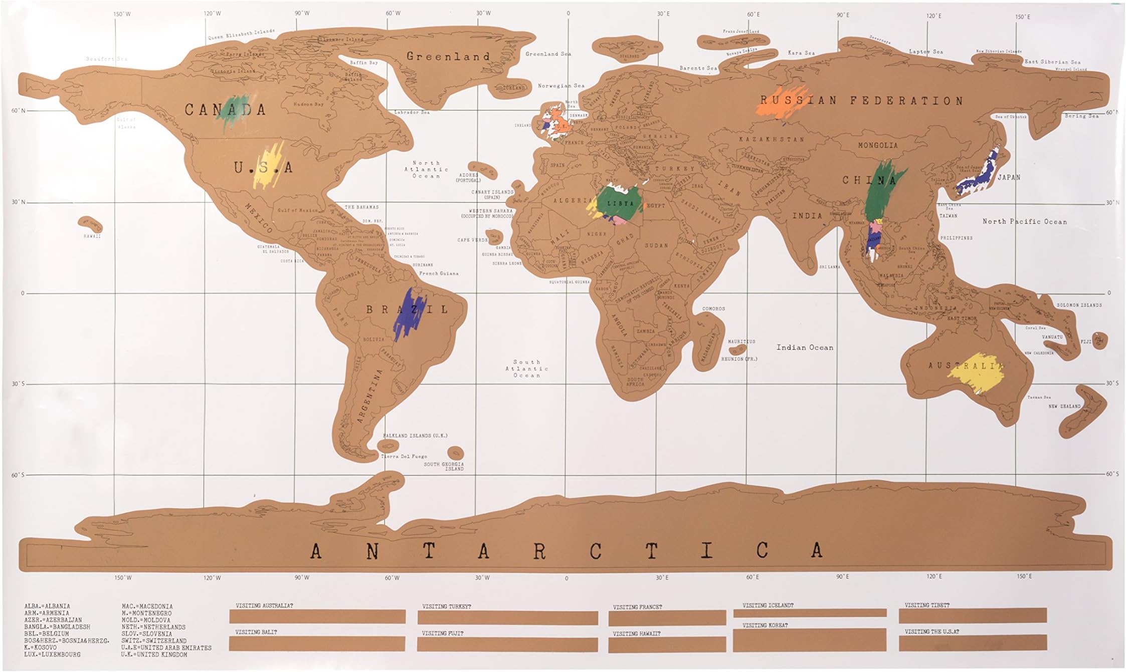 Scratch Off Map - Best World Map Poster - Personalized Travel Poster - Share Your Travel Stories Deluxe Edition(34.5x 20.4 inches)