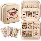 Bistup Travel Jewelry Case - Small Jewelry Organizers and Storage Box for Women Girls Teens Cute Traveling Jewelry Holder with Mirror Little Tiny Compact Strawberry Modern Unique Aesthetic Pretty