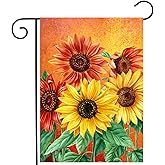 Fall Garden Flag Sunflower Yard Flag for Outside Late Summer Flags 12x18 Double Sided Welcome Autumn Thanksgiving Holiday Outdoor Decorations