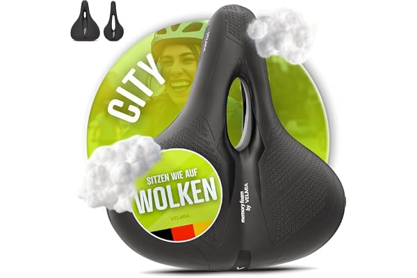 Velmia Bike Seat Made of Comfortable Memory Foam I Bicycle Seat with Ergonomic Zone Concept for Men & Women I Bike Saddle for