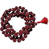 Shiva Lingam Shop Original 18mm Rudraksha Mala Dark Brownish-Red for Men & Women | 108+1 Beads Japa Rosary for Meditation, Puja & Spiritual Use | Handcrafted Natural Beads Necklace with Red Tassel