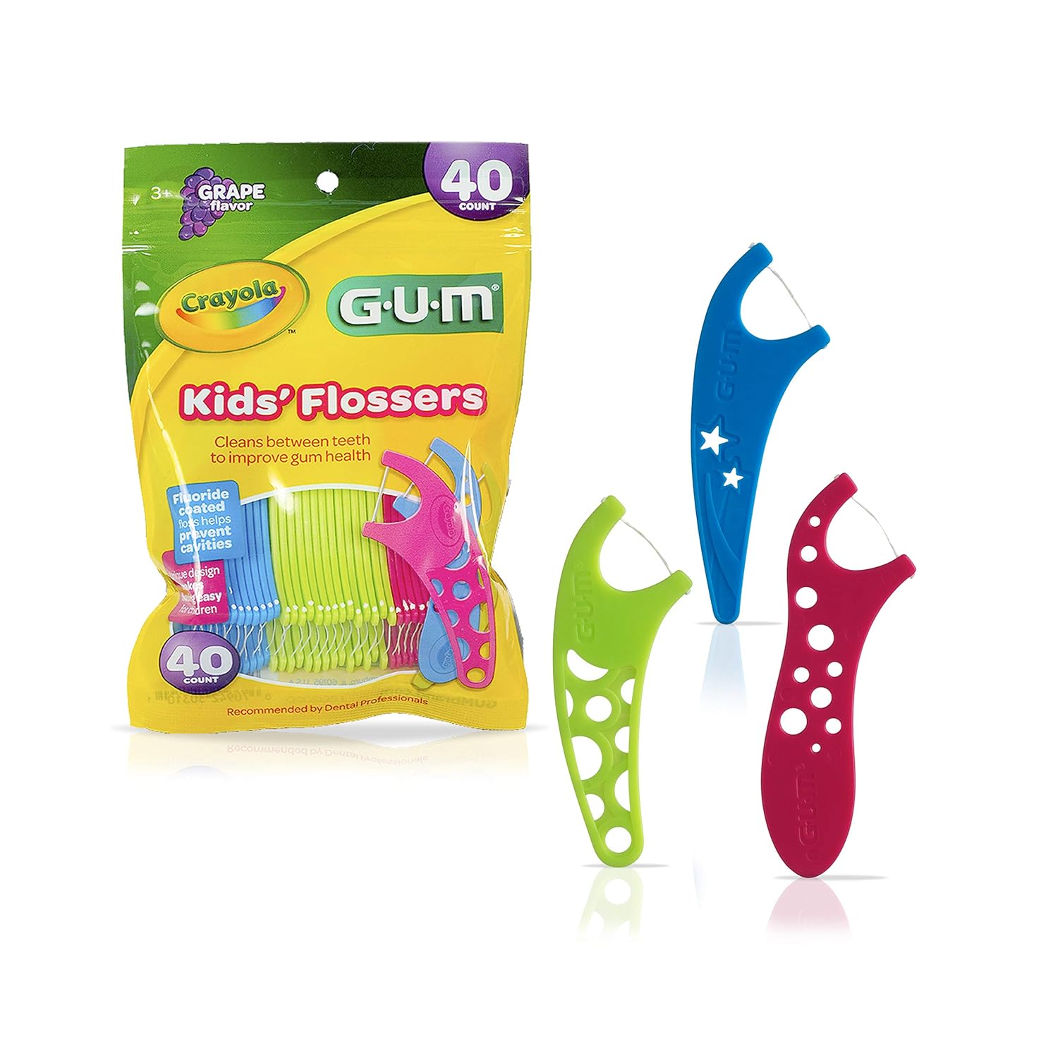 GUM Crayola Kids' Flossers, Grape, Fluoride Coated, Ages 3+, 75 Count: Beauty
