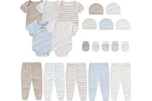 MAMIMAKA Newborn Layette Gift Set 20-Piece Cotton Baby Boy Girl Clothes Essentials and Accessories