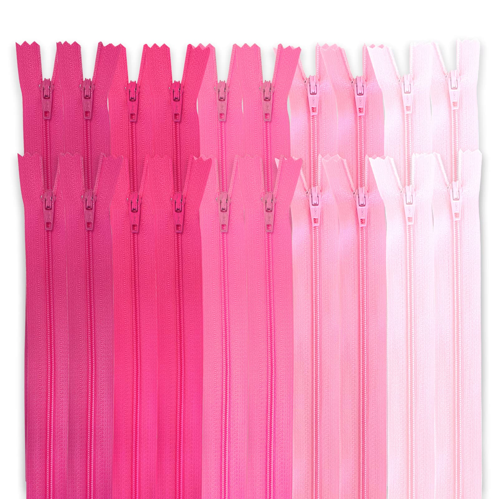 MARARDI [Pack of 20] Zippers [Rose] Nylon [14 cm] Zippers for Sewing and Crafts for Clothing, Clothing, Sewing Bags, Patchwork Cotton Fabric with Metal Closure