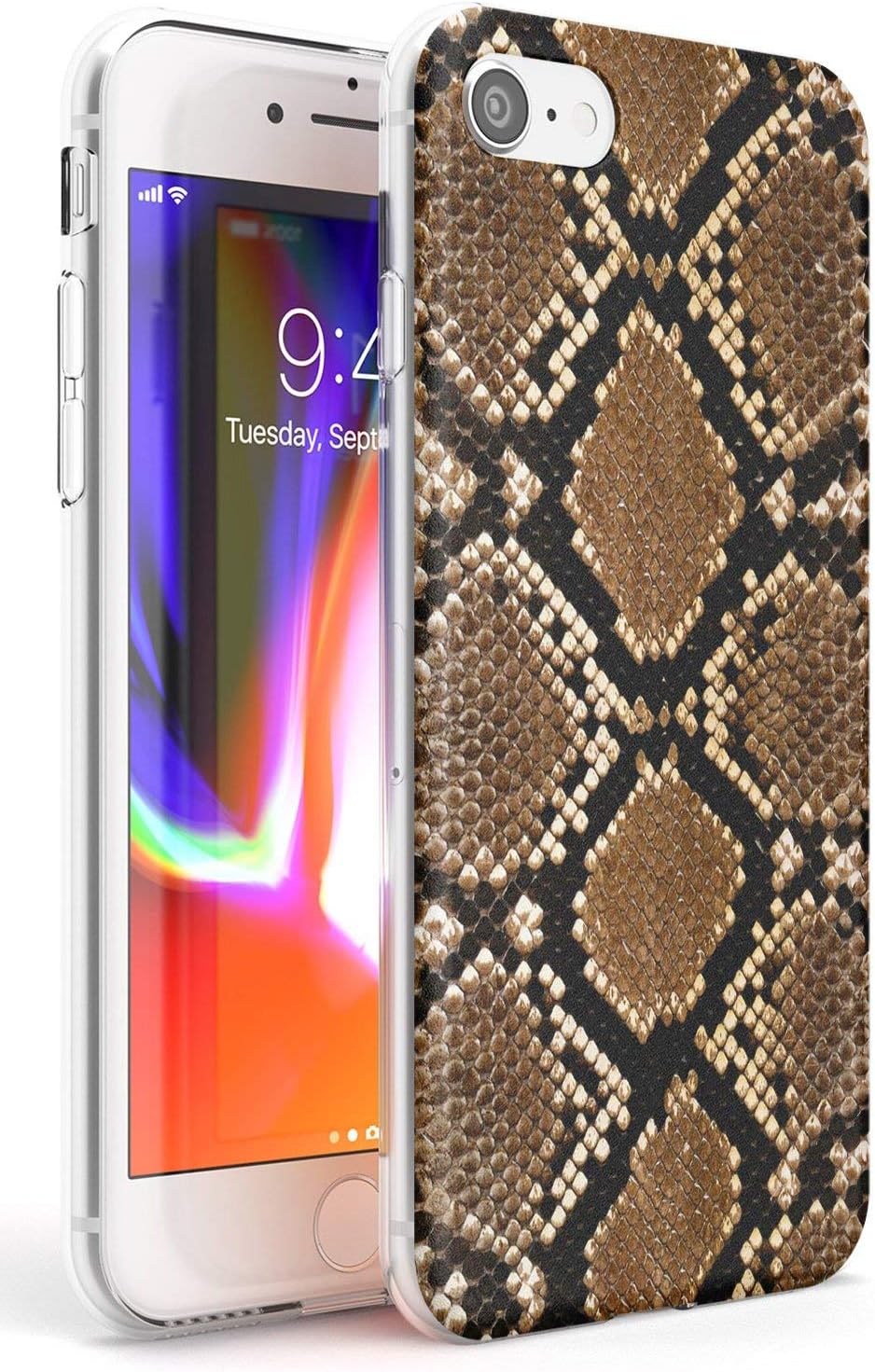 Snakeskin Phone Case for iPhone 7 Plus/for iPhone 8 Plus | Clear Ultra Slim Lightweight Gel Silicone TPU Protective Cover | Animal Print Leather Cute Girls Fashion