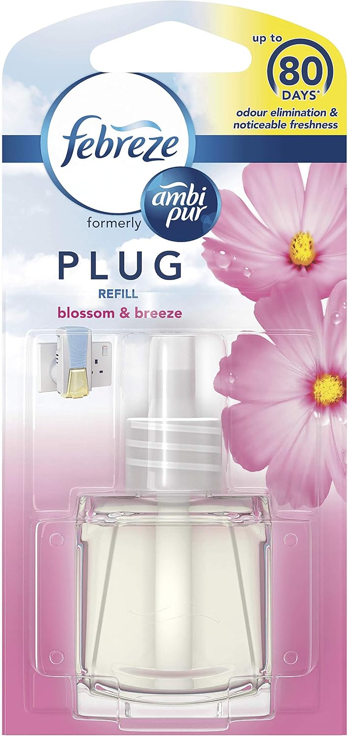 Febreze Ambi Pur Air Freshener Plug-In Diffuser Refill, Odour Eliminator, Blossom & Breeze, 120 ml (20 x 6)