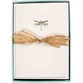 Graphique Dragonfly La Petite Presse Boxed Notecards - 10 Embossed and Embellished Gold Foil Blank Cards with Matching Envelopes, 3.25" x 4.75"