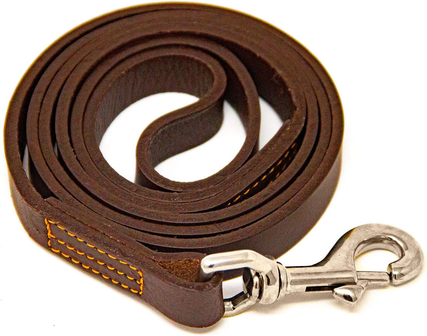 4 Foot Dog Leash - Best for Training - Heavy Full Grain Leather Lead - Brown