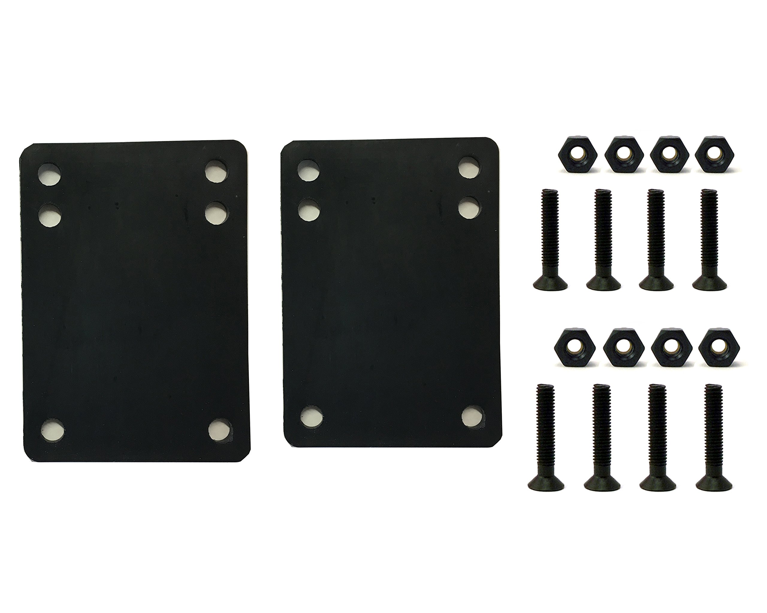VJ Longboard Skateboard Riser Pads 14mm Black w/Skateboard Screws Hardware BK 1.75" (14mm Riser w 1.75inch Screws)