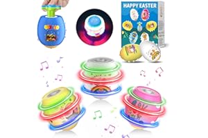 ANCESFUN 6 PCS Easter Eggs Light Up Flashing Spinning Tops for Kids, Easter Egg Spin Toys with LED Gyroscope for Party Favors Gift, Classroom Event Rewards, Goodie Bag Stuffers, Glow in The Dark Party Supplies