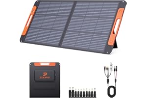 ZOUPW 100 Watt Portable Solar Panel with Solar Angle Guide,Road Trip Essentials,20V Foldable Solar Charger for Power Station, 23.5% High Efficiency IP67 Waterproof 2 Kickstands for Camping RV Blackout
