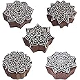 Royal Kraft Mandala Wooden Printing Stamps (Set of 5) - DIY Henna Fabric Textile Paper Clay Pottery Blocks Htag2209