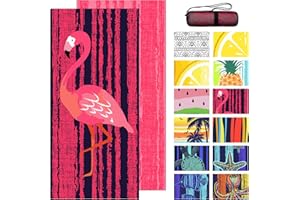 Bnuitland Flamingo Pattern Beach Towel (35X75 inches), Oversized Quick Drying Absorbent Sand Free, Cute Towels for Travel Swimming Pool Picnic, 88% Polyester and 12% Polyamide,Pink